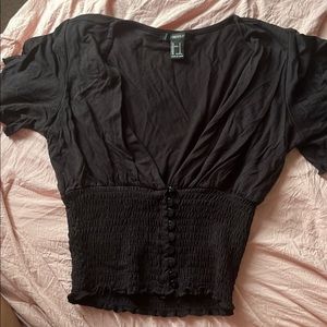 black opened crop top